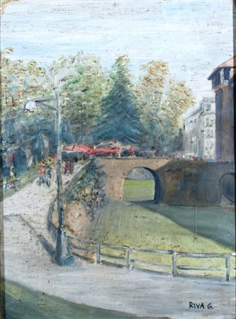 RIVA GIOVANNI (? 1890 - ? 1973) "Paesaggio" Olio su tavola cm. H: 39.50 L:...