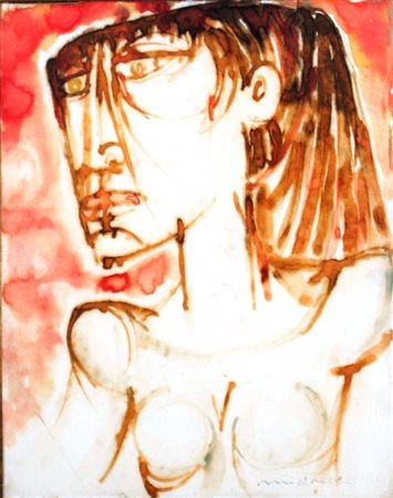 MIGNECO GIUSEPPE (Messina 1908 - Milano 1997) "Figura" China colorata su...