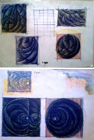 CRIPPA ROBERTO (Monza 1921 - Bresso 1972) "Spirali" 1950 ca. Tecnica mista su...