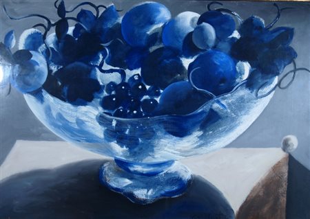 PIGNATELLI ERCOLE (Lecce 1935) "Natura morta blu" 1995 Gouache su carta su...