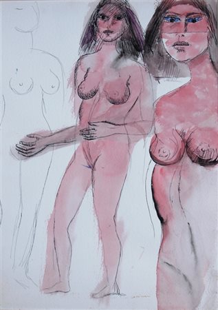 CASSINARI BRUNO (Piacenza 1912 - Milano 1992) "Figure" 1982 Acquerello su...