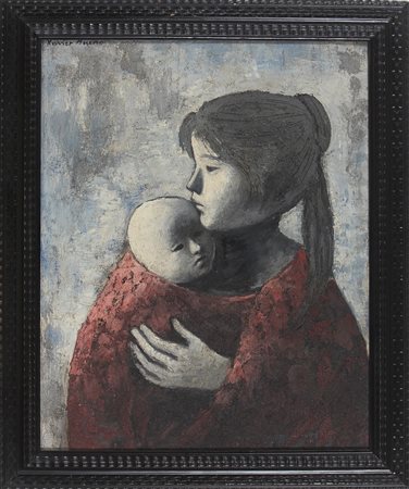 BUENO XAVIER (1915 - 1979) Maternità. Olio su tela . Cm 45,00 x 60,00. Anni '...