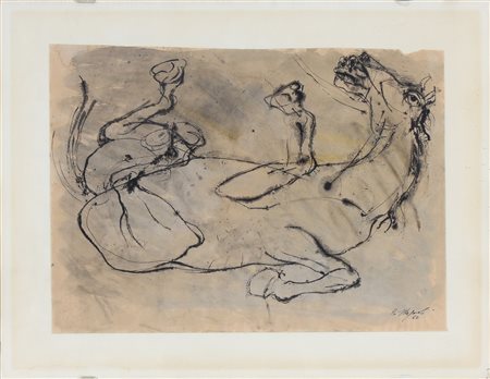 STAGNOLI ANTONIO (n. 1922) Cavallo. 1960. Tecnica mista su carta. Cm 49,00 x...