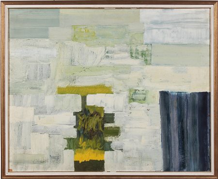 LICATA RICCARDO (n. 1929) Senza titolo. 1951. Olio su tela. Cm 80,00 x...