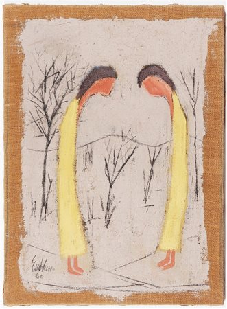 EMBLEMA SALVATORE (1929 - 2006) Due figure. 1960. Tecnica mista su tela di...