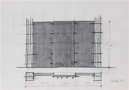 UNCINI GIUSEPPE (1929 - 2008) Progetto per muro cemento. 2002. Tecnica mista...