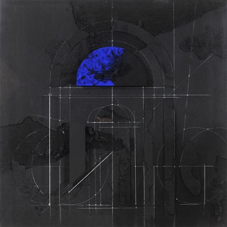 VALENTINI WALTER (n. 1928) La porta del tempo. 1990. Tecnica mista su tavola....