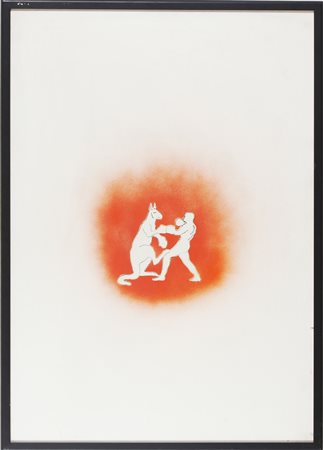 CHIA SANDRO (n. 1946) Canguro e pugile. 1975. Acrilici su tela . Cm 70,00 x...