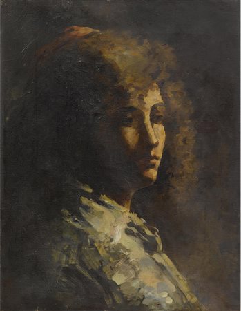 Giuseppe Solenghi (Milano 1879-Cernobbio 1944) Ritratto femminile Olio su...