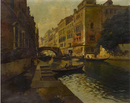 Mario de Maria (Bologna 1852–1924) Scorcio di Venezia Olio su tela Firmato...
