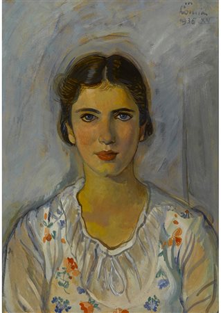 Mario Lomini (Redondesco 1887-Redondesco 1948) Ritratto femminile Olio su...