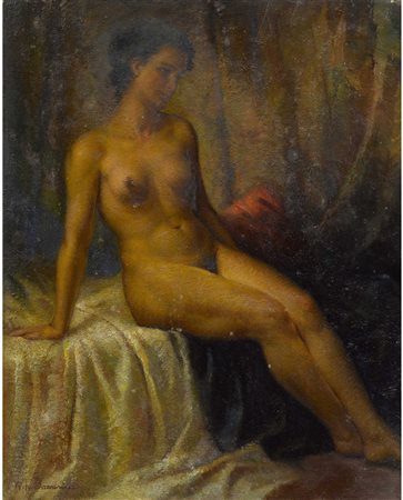 Gian Rito Baccarini (1895-1970) Nudo femminile Olio su cartone telato Firmato...