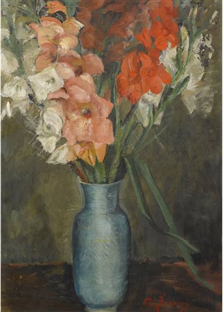 Lucia Bassani (Milano 1896-Fino Mornasco 1977) Gladioli Olio su compensato...
