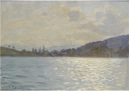 Duilio Corompai (1876-1942) Lago di Serraia Olio su cartoncino Firmato Misura...