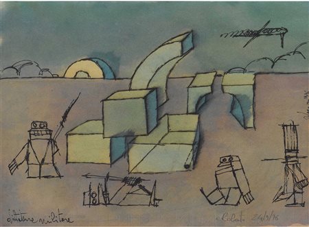 Lorenzo Mazza (Crema 1952) Dittatura militare Acquarello su carta Firmato...