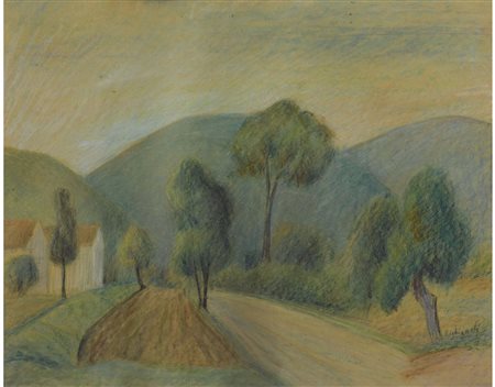 Bignardi (XX Secolo) Paesaggio Pastello su carta Firmato Misura 40x50 cm