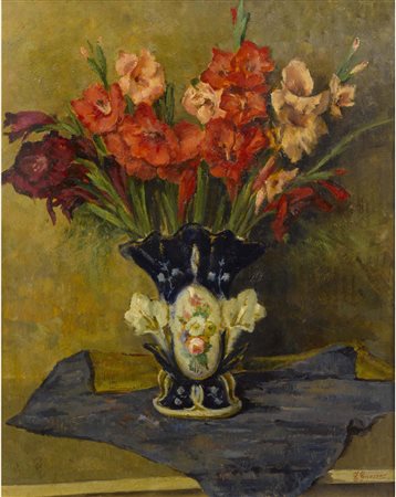 Edoardo Guazzoni (1869-1946) Vaso di fiori Olio su compensato Firmato Misure...
