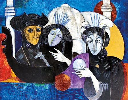 LANDI BRUNO Roma 23/03/1941Carnevale a Venezia, 2007olio su tela cm. 150x200,...
