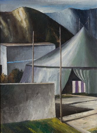 SCUFFI MARCELLO Tizzana (PT) 1948Il circo sull'aia, 1987/2004olio, sabbia,...