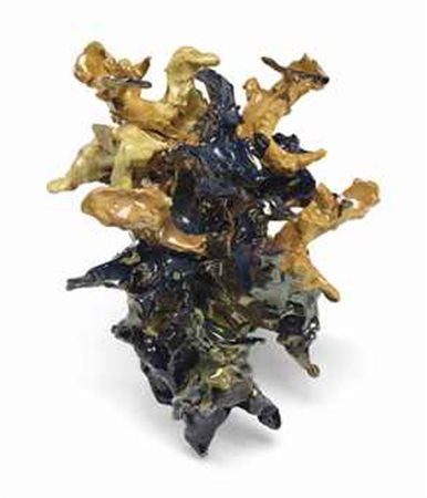 LUCIO FONTANA (1899-1968) Battaglia equestre firmata e datata l. fontana 47...