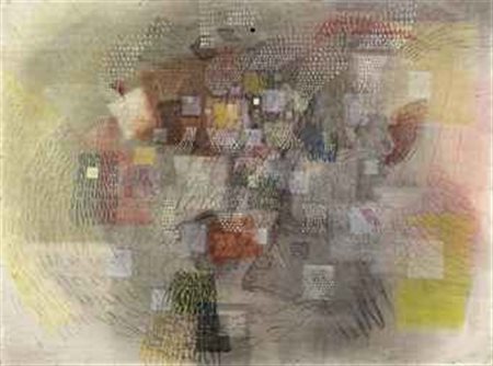 TANCREDI (1927-1964) Senza titolo tempera su masonite cm 85x114,7 Eseguito...