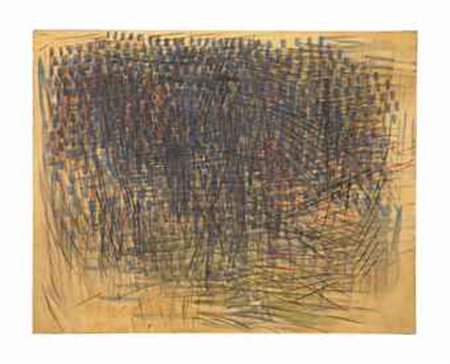 TANCREDI (1927-1964) Senza titolo pastelli e carboncino su carta applicata su...