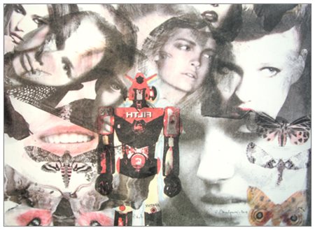 ROBERTO MALQUORI Castelfiorentino 1929 Robot 2009 Litografia di decollage a...