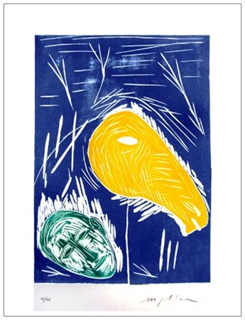 MIMMO PALADINO Paduli 1948 Senza titolo 1993 Xilografia a colori es.12/15....