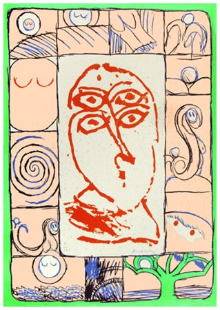 PIERRE ALECHINSKY Bruxelles (Belgio) 1927 Ophtalmologue 1972 Litografia a...