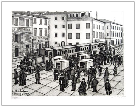 GIORGIO DAL CANTO Pontedera 1934 Pontedera, Piazza Cavour 1977 Acquaforte e...
