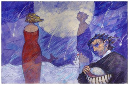 GIAMPAOLO TALANI San Vincenzo 1955 Una notte d’estate 2015 Pastelli e tec....