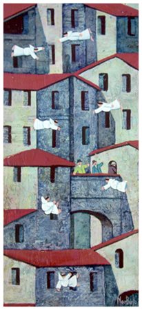 NORBERTO PROIETTI Spello 1927 – Spello 2009 Tetti rossi Olio su tavola 39 x...