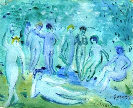 UMBERTO LILLONI Milano 1898 – Milano 1980 Estate Olio su tela 15,3 x 18,5....