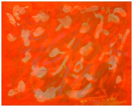 GIULIO TURCATO Mantova 1912 – Roma 1995 Cangiante arancio 1990 Olio, sabbie e...