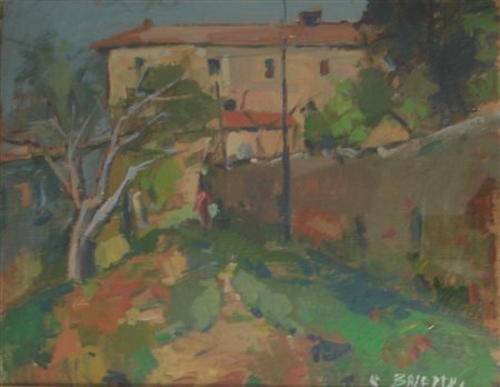 BALESTRI ROBERTO PISA 1939 SENZA TITOLO OLIO SU TAVOLA cm 30 x 35 Firma in...