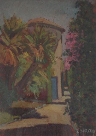 BALESTRI ROBERTO PISA 1939 SENZA TITOLO OLIO SU TAVOLA cm 35 x 25 Firma in...