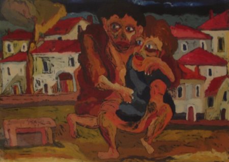 SERAFINI BEPPE MONTELUPO FIORENTINO 1915 1987 IL COGNATO MONOTIPO cm 50 x 70...