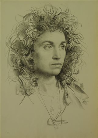 ANNIGONI PIETRO MILANO 1910 FIRENZE 1988 VOLTO LITOGRAFIA cm 70 x 50 Firma in...