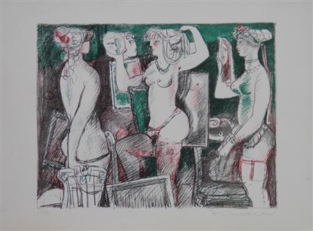 FIUME SALVATORE COMISO 1915 MILANO 1997 SENZA TITOLO LITOGRAFIA A COLORI cm...