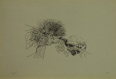 ZIGAINA GIUSEPPE 1942 2009 SENZA TITOLO LITOGRAFIA cm 44 x 64 Firma in basso...