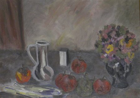 MELLI ROBERTO FERRARA 1885 ROMA 1958 NATURA MORTA, 1950 OLIO SU TELA cm 50 x...