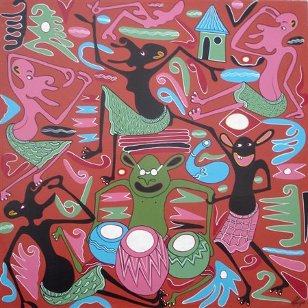 LILANGA GEORGE TANZANIA 1934 TANZANIA 2005 SENZA TITOLO, 2002 OLIO SU TELA cm...