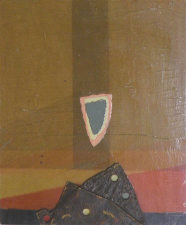 CRIPPA ROBERTO MONZA 1921 BRESSO 1972 METEORITE, 1970 COLLAGE SU TAVOLA cm 73...