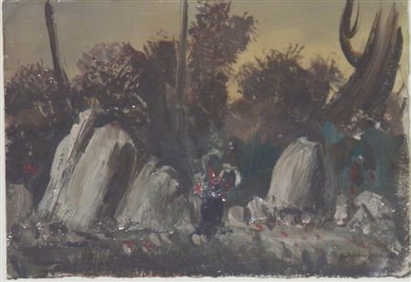 ANNIGONI PIETRO MILANO 1910 FIRENZE 1988 PAESAGGIO OLIO SU CARTONCINO cm 19,5...