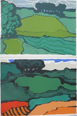 CANTATORE DOMENICO RUVO DI PUGLIA 1906 PARIGI 1998 PAESAGGI LITOGRAFIA cm 50...