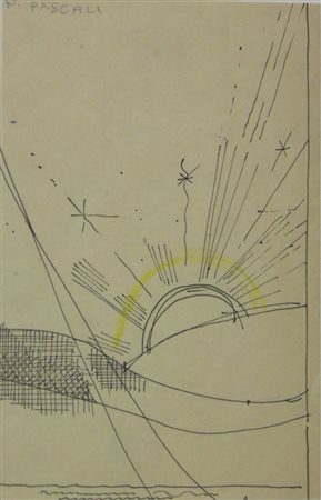 PASCALI PINO 1935 1968 SENZA TITOLO CHINA SU CARTA cm 19,5 x 12,5 Firma in...