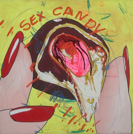 MANERA ENRICO ASMARA 1947 SEX CANDY, 2000 ACRILICO SU TELA cm 80 x 80 Firma,...