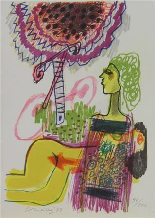 CORNEILLE GUILLAME SENZA TITOLO, 1973 LITOGRAFIA cm 33,5 x 24 Firma e anno in...