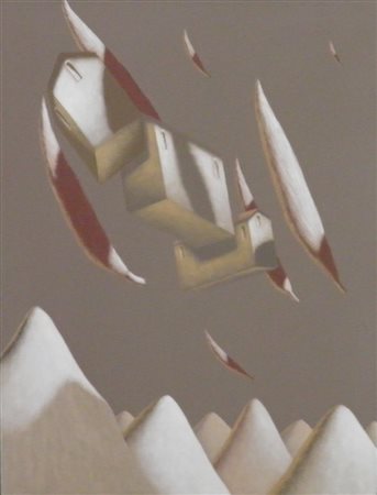 LOMBARDI ENRICO 1958 IN FUGA, 2005 OLIO SU TELA cm 40 x 30 Firma, titolo e...