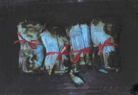 AUBERTIN BERNARD FRANCIA 1934 UNLIMITED, 2011 JEANS BRUCIATI SU PLEXIGLASS cm...